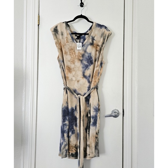 Ashley Stewart New With Tags Tie Dye Women's Dress Size 22 / 24 W Tan Blue, Grey - Picture 7 of 16